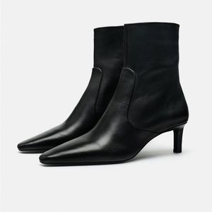 Zara Heeled Leather Ankle Boots